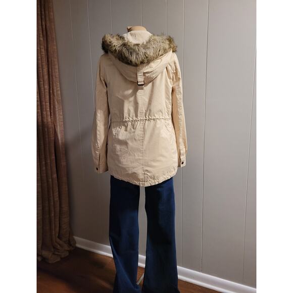 Banana Republic Heritage Women's XS Beige Fur Collar Classy Coat - Picture 10 of 16